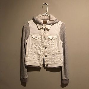 AE White & Grey 1/2 Denim 1/2 Hoodie Jacket